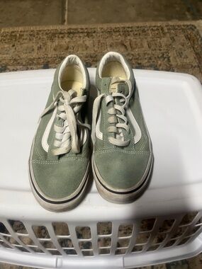 Vans Kids Green and White Old Skool Sneakers